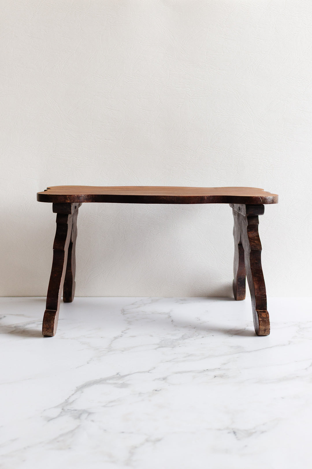 vintage french petite wood stool