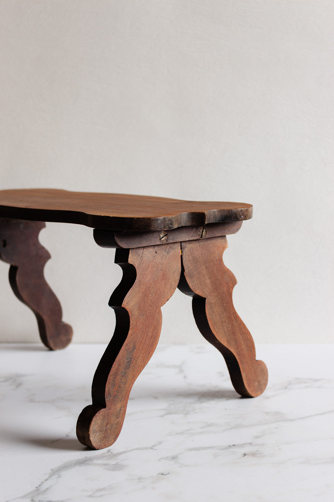 vintage french petite wood stool