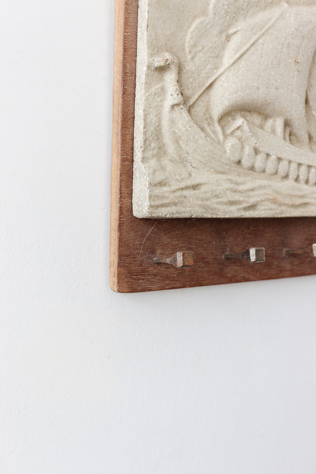 vintage french nautical bas relief stone and key holder