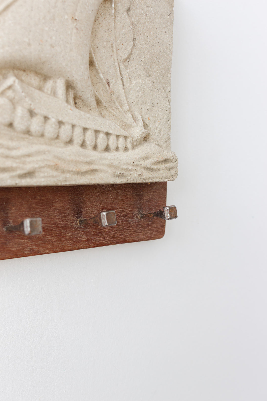 vintage french nautical bas relief stone and key holder