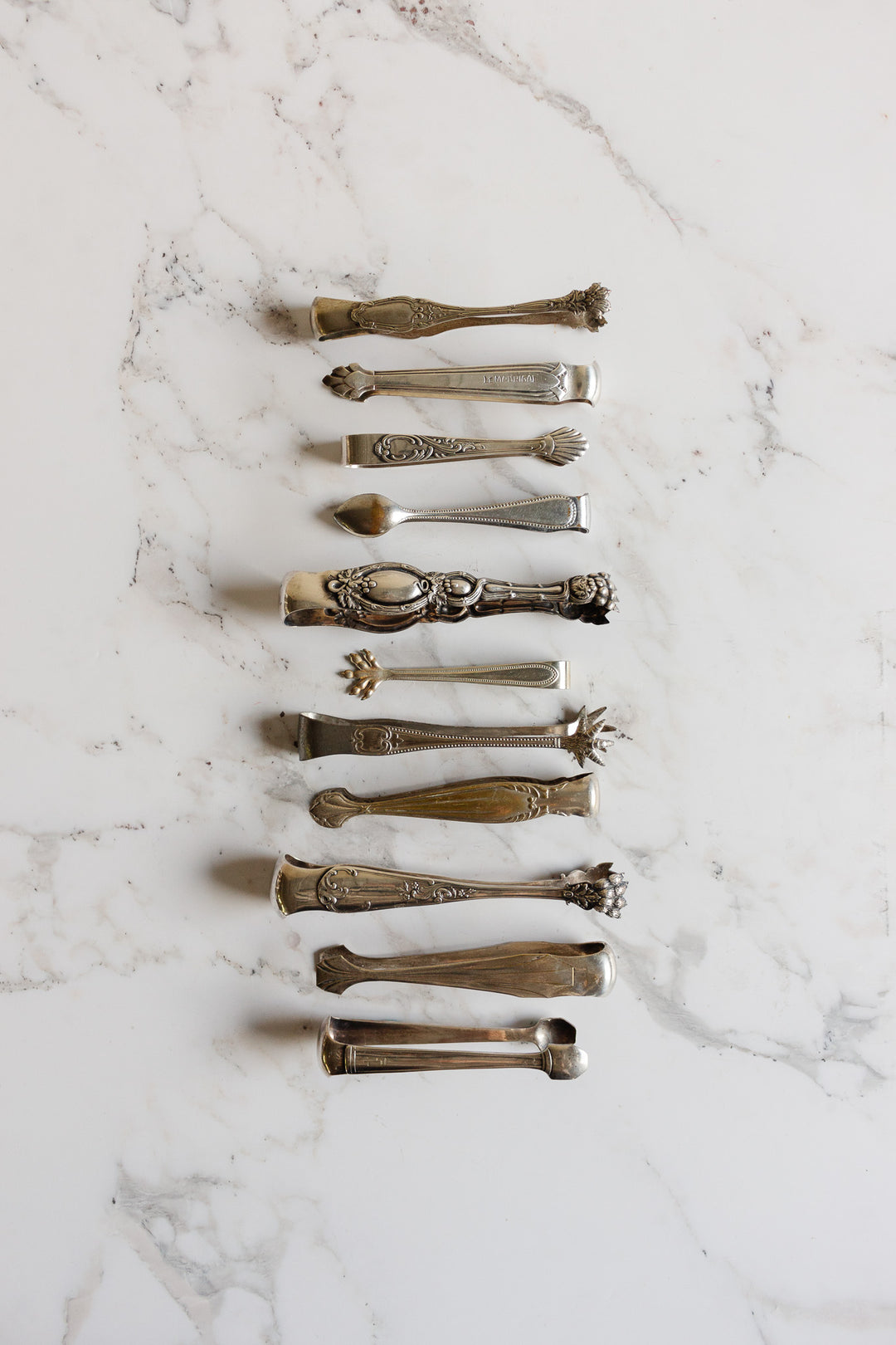 antique french silver plate ice/sugar tongs