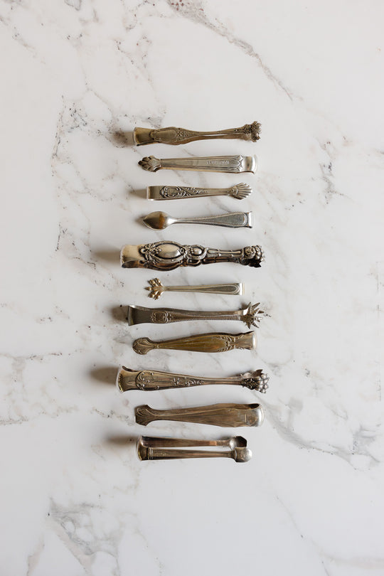 antique french silver plate ice/sugar tongs