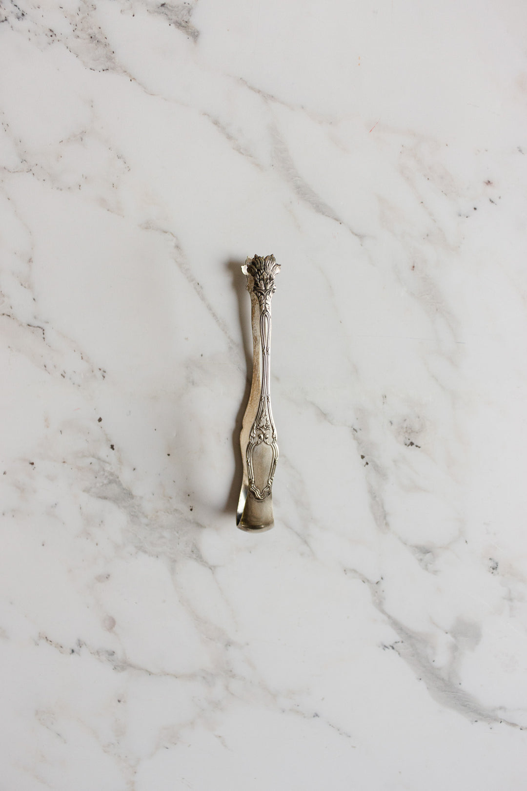 antique french silver plate ice/sugar tongs