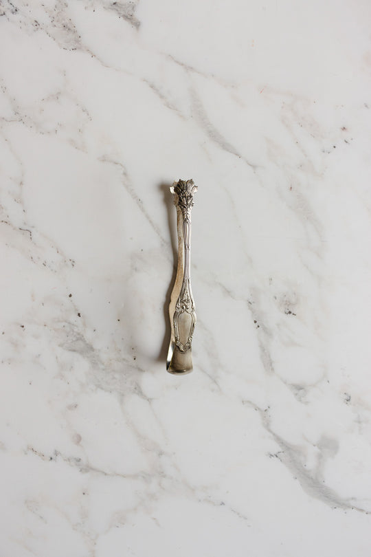 antique french silver plate ice/sugar tongs