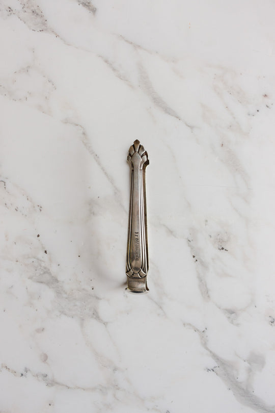 antique french silver plate ice/sugar tongs