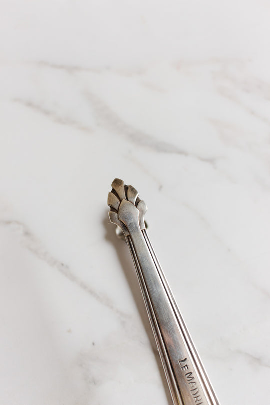 antique french silver plate ice/sugar tongs