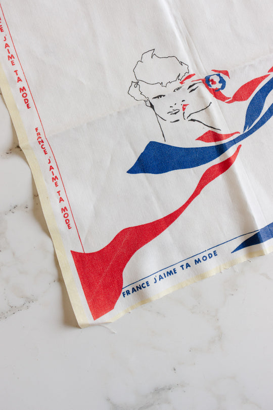vintage french silk square "France, j'aime la mode"