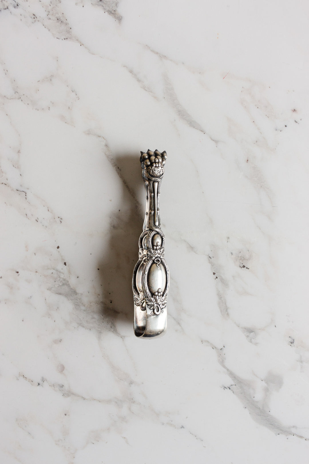 antique french silver plate ice/sugar tongs