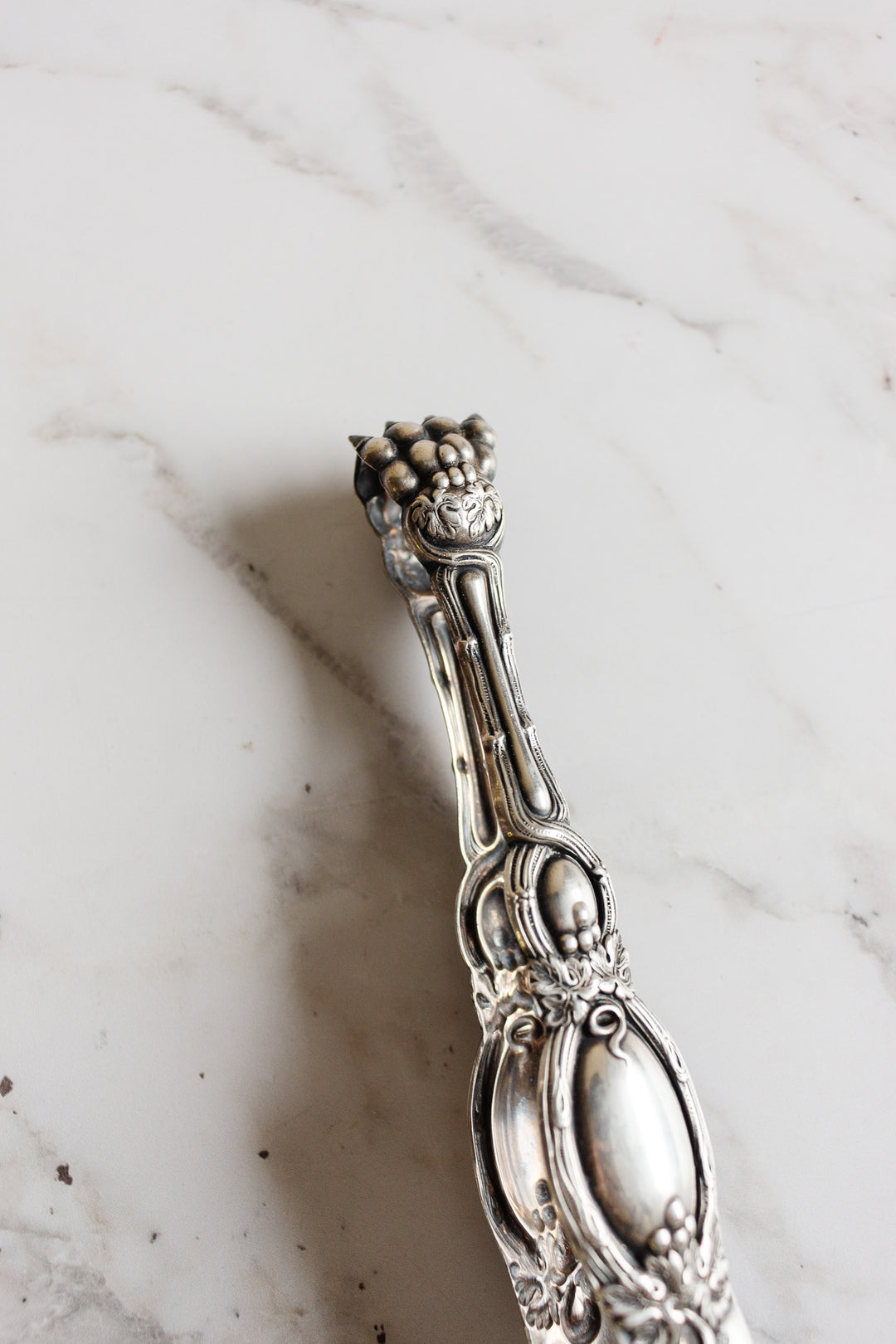 antique french silver plate ice/sugar tongs