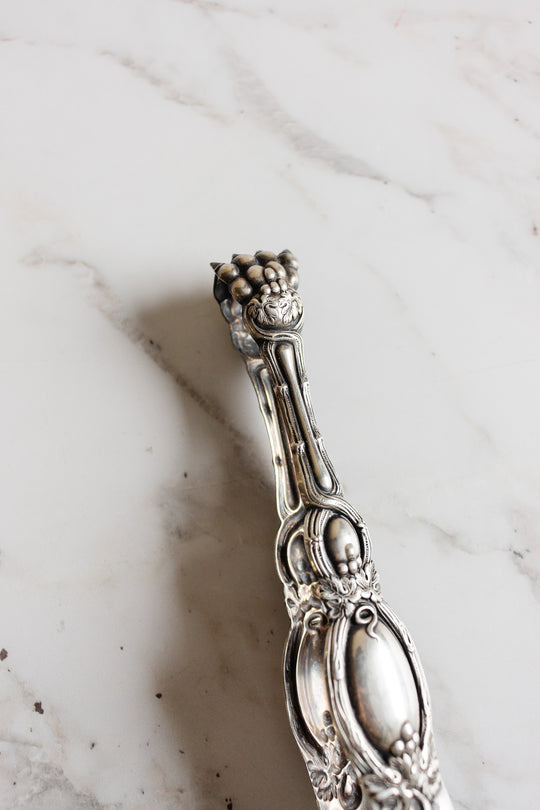 antique french silver plate ice/sugar tongs