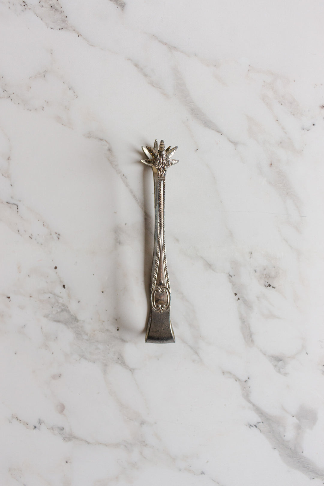 antique french silver plate ice/sugar tongs