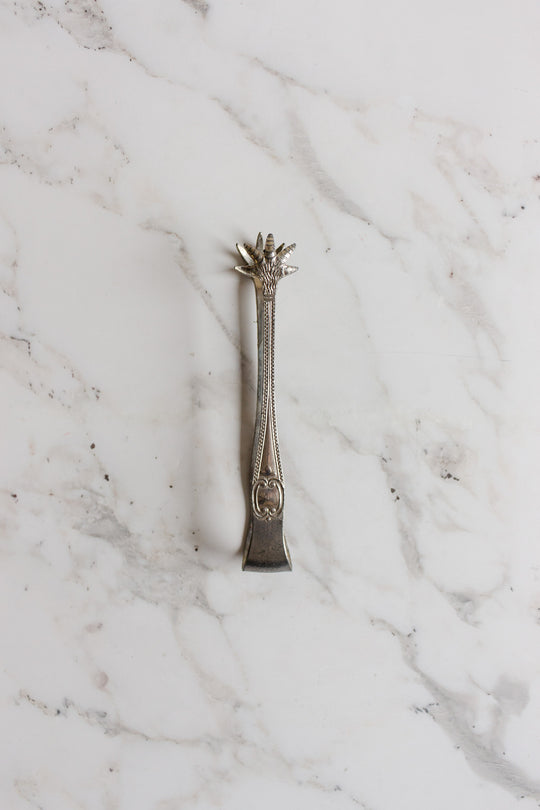 antique french silver plate ice/sugar tongs