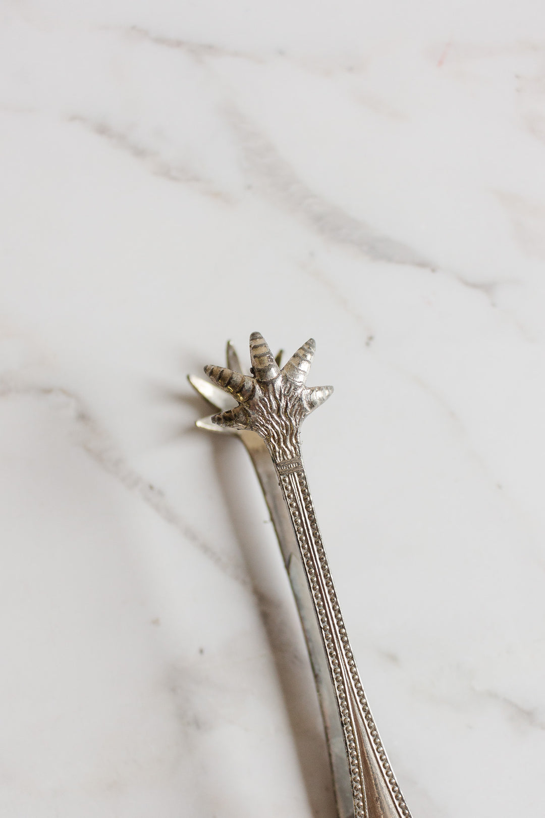 antique french silver plate ice/sugar tongs