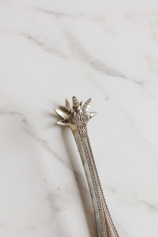 antique french silver plate ice/sugar tongs