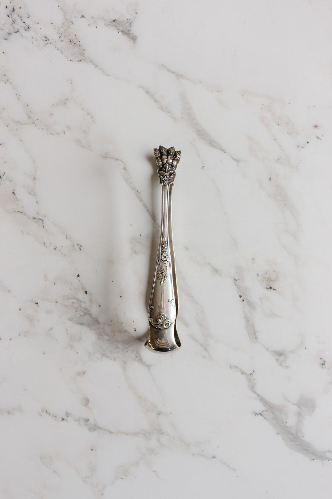 antique french silver plate ice/sugar tongs