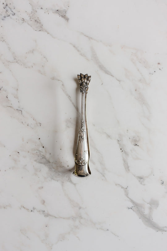 antique french silver plate ice/sugar tongs