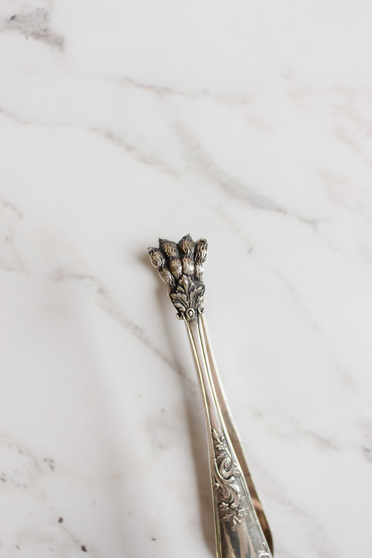 antique french silver plate ice/sugar tongs