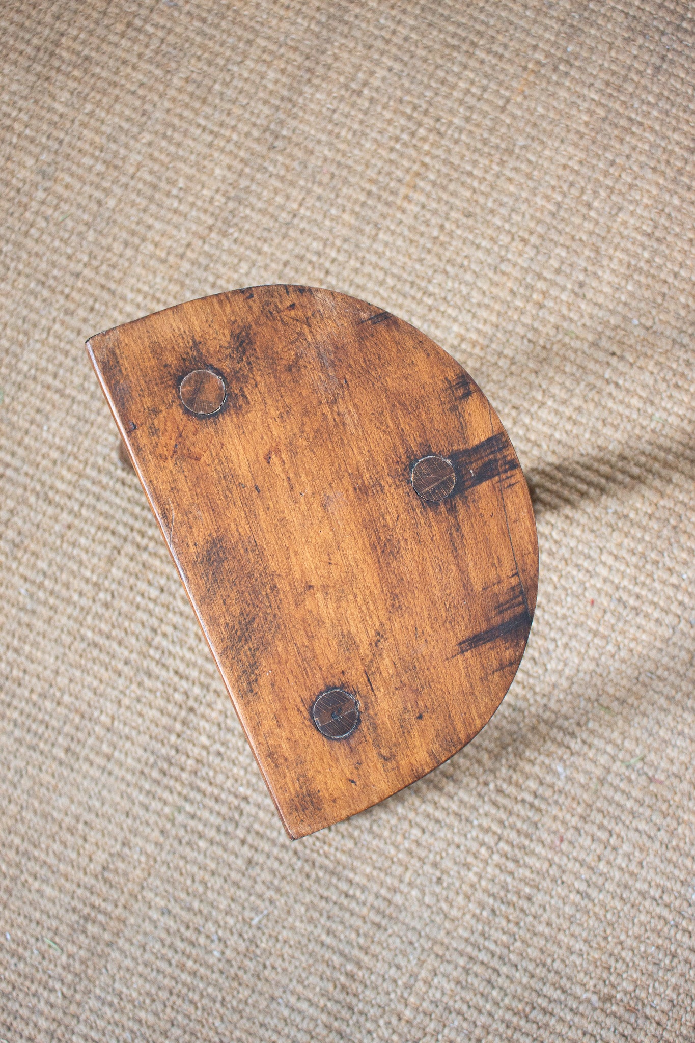 vintage french turned leg half moon wood stool – Joliette