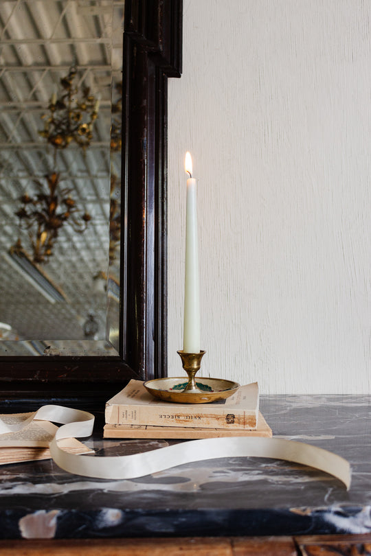 vintage french cloisonné holly candlestick