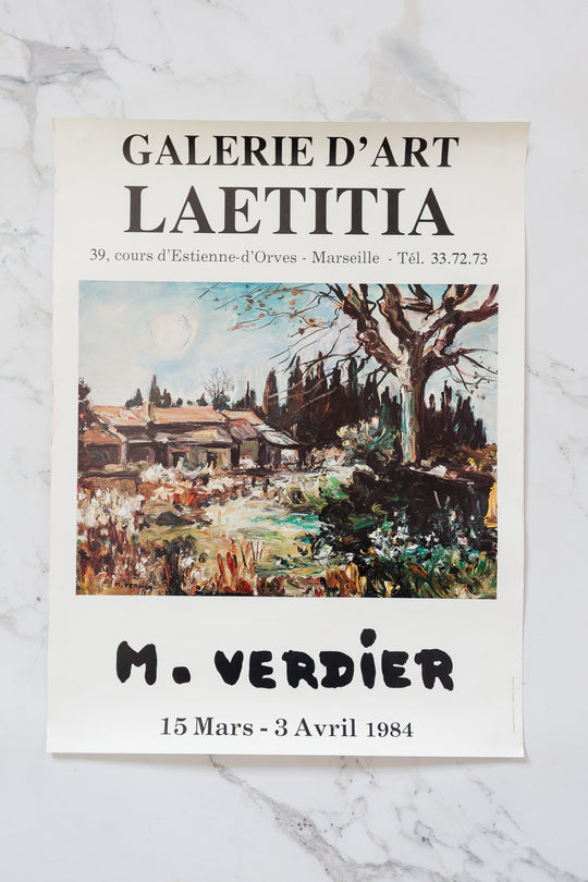 vintage french Maurice Verdier exhibition poster at galerie d'art laetitia