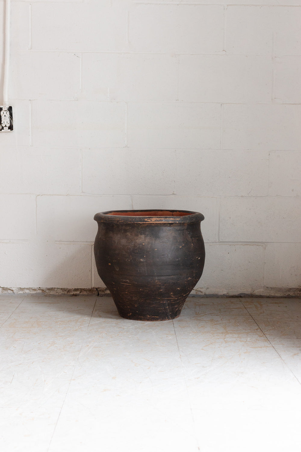 vintage french large painted terra cotta planter