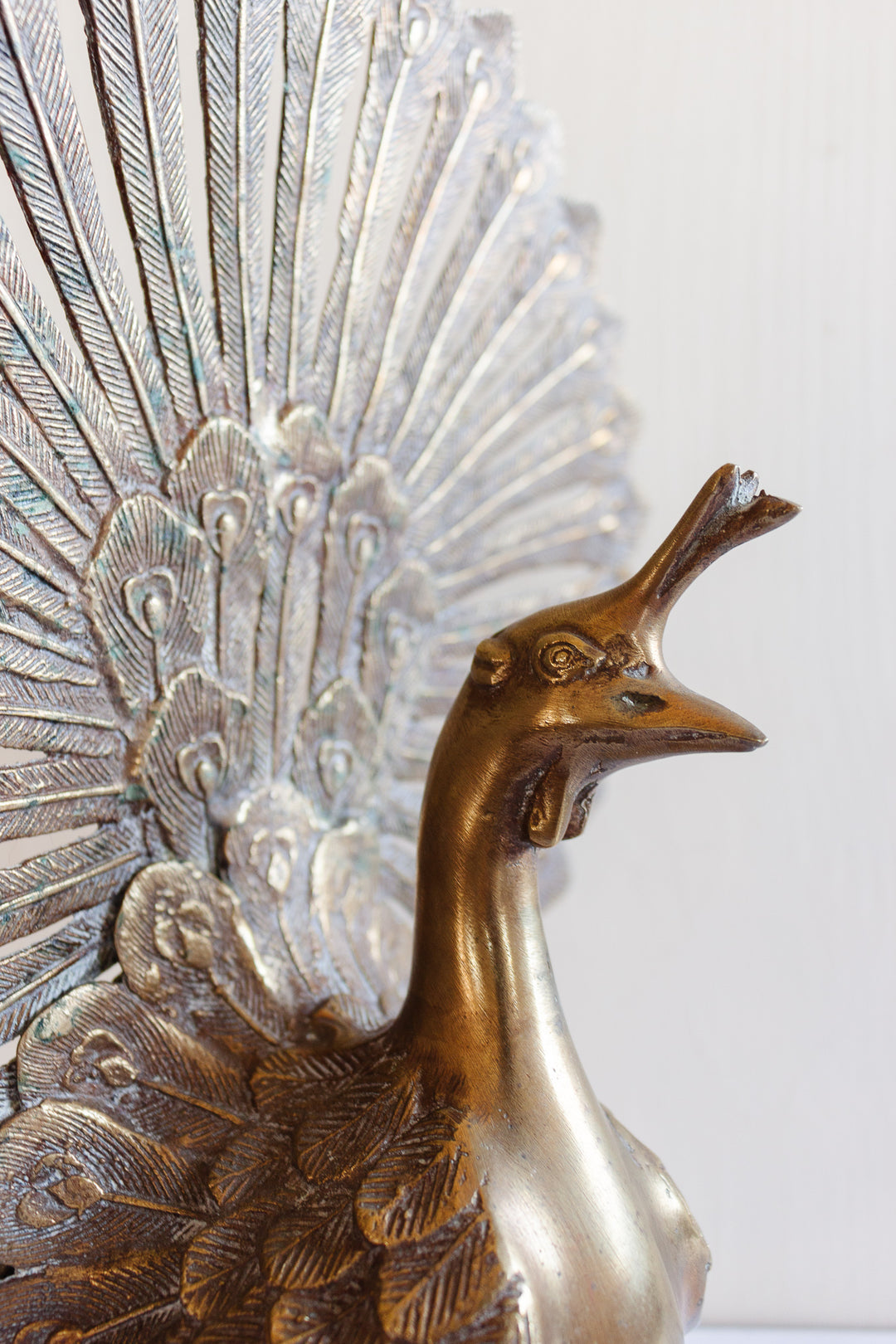 vintage brass figural peacock