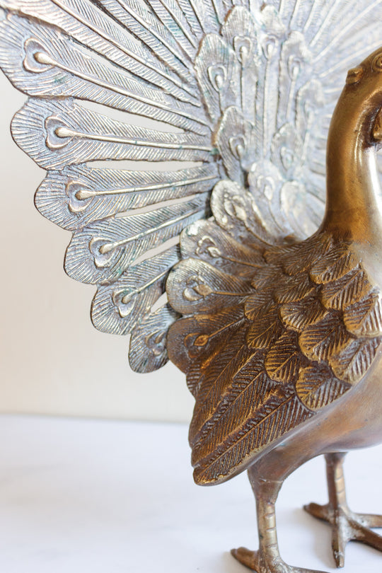 vintage brass figural peacock