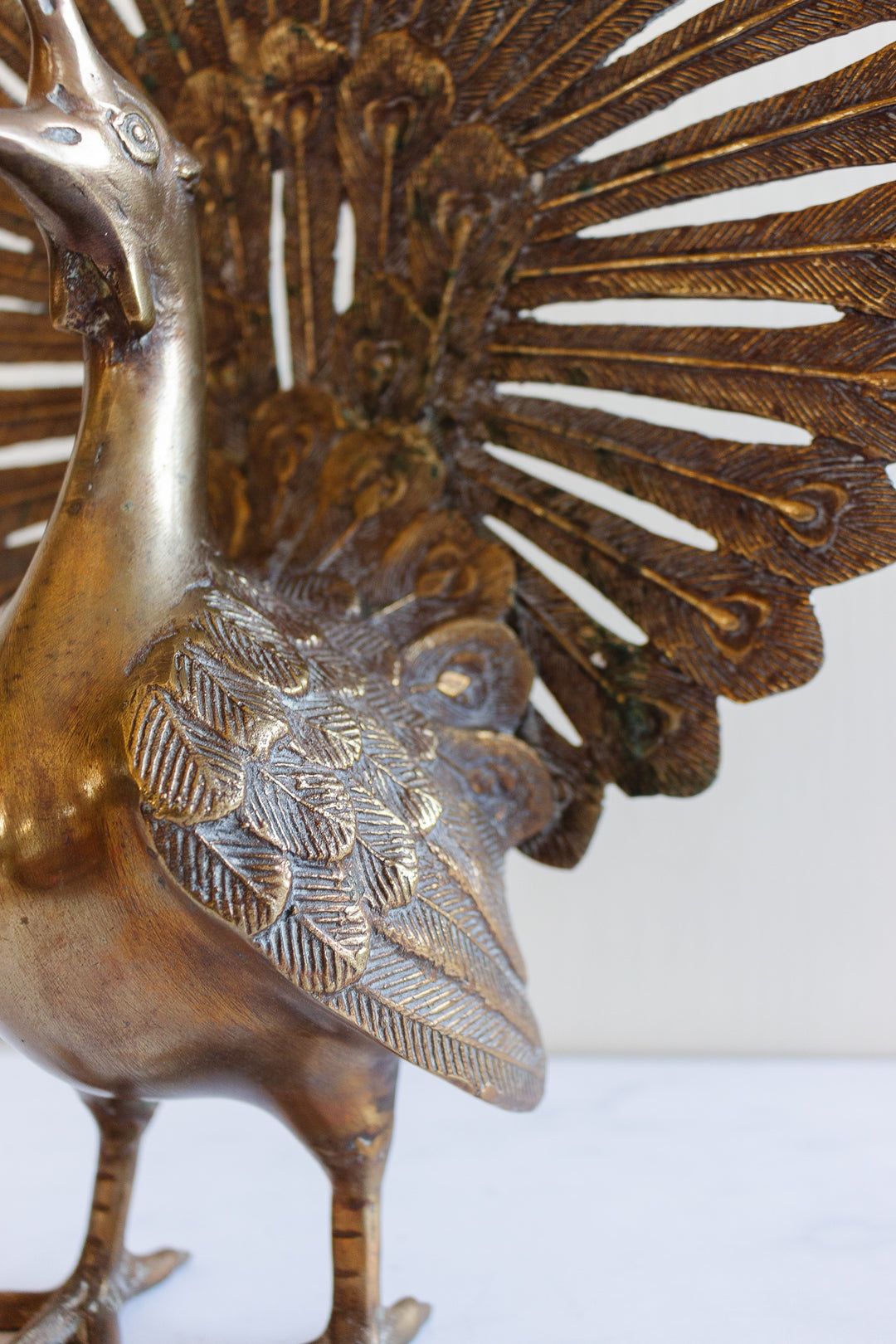 vintage brass figural peacock