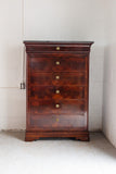 19th century flamed mahogany French Louis Philippe tall boy cabinet