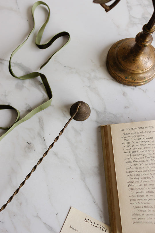 vintage french brass twisted stem candle snuffer