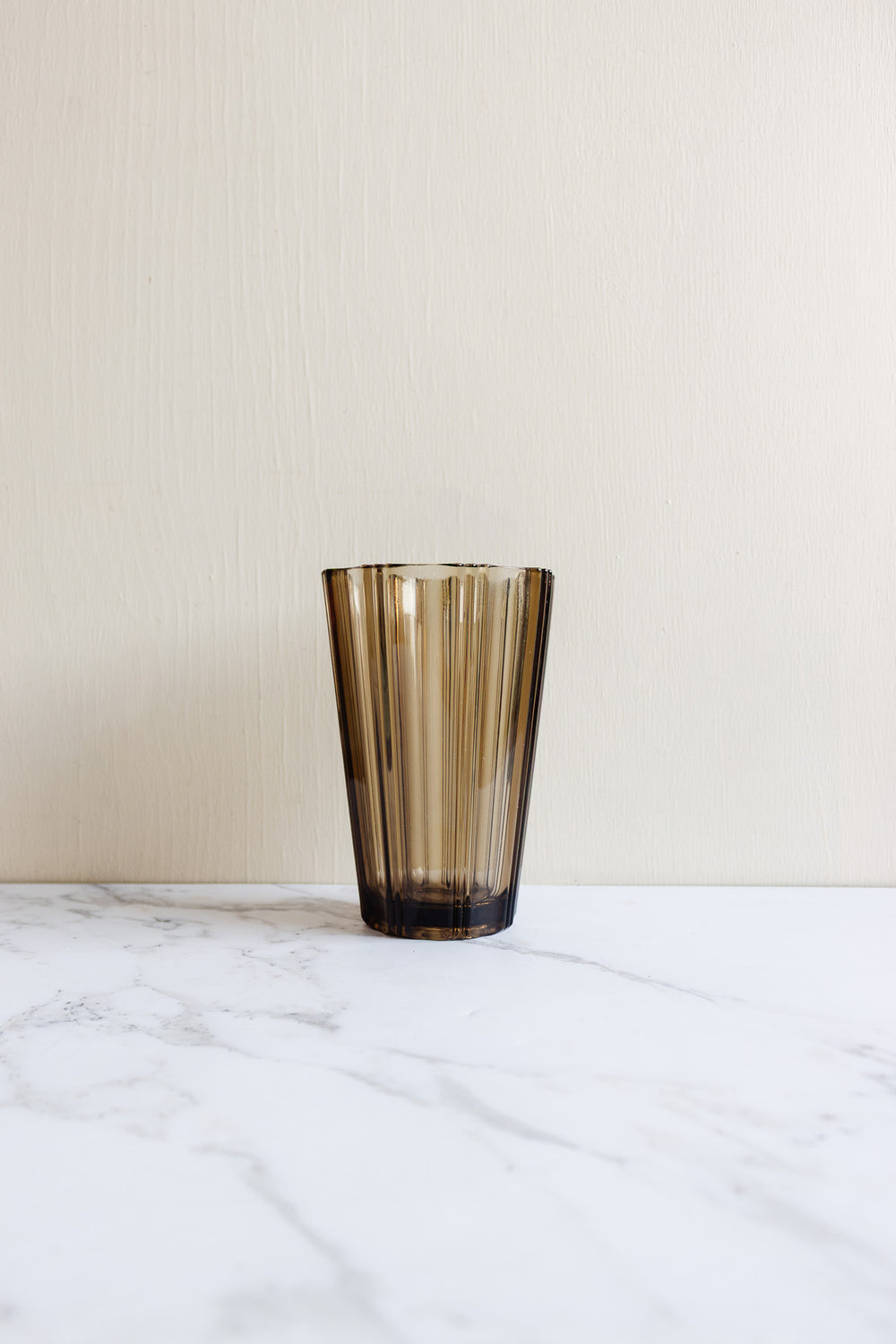 midcentury french smokey glass vase