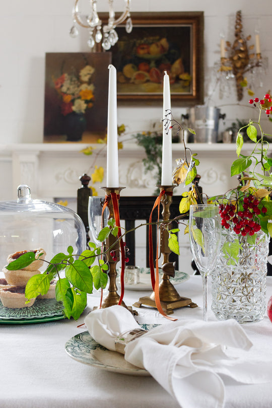 pair of antique french brass candlesticks with snuffers