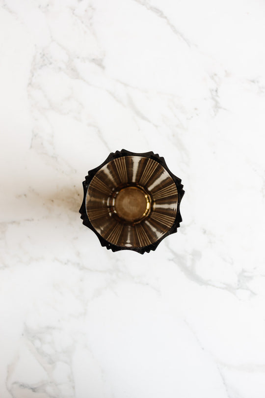 midcentury french smokey glass vase