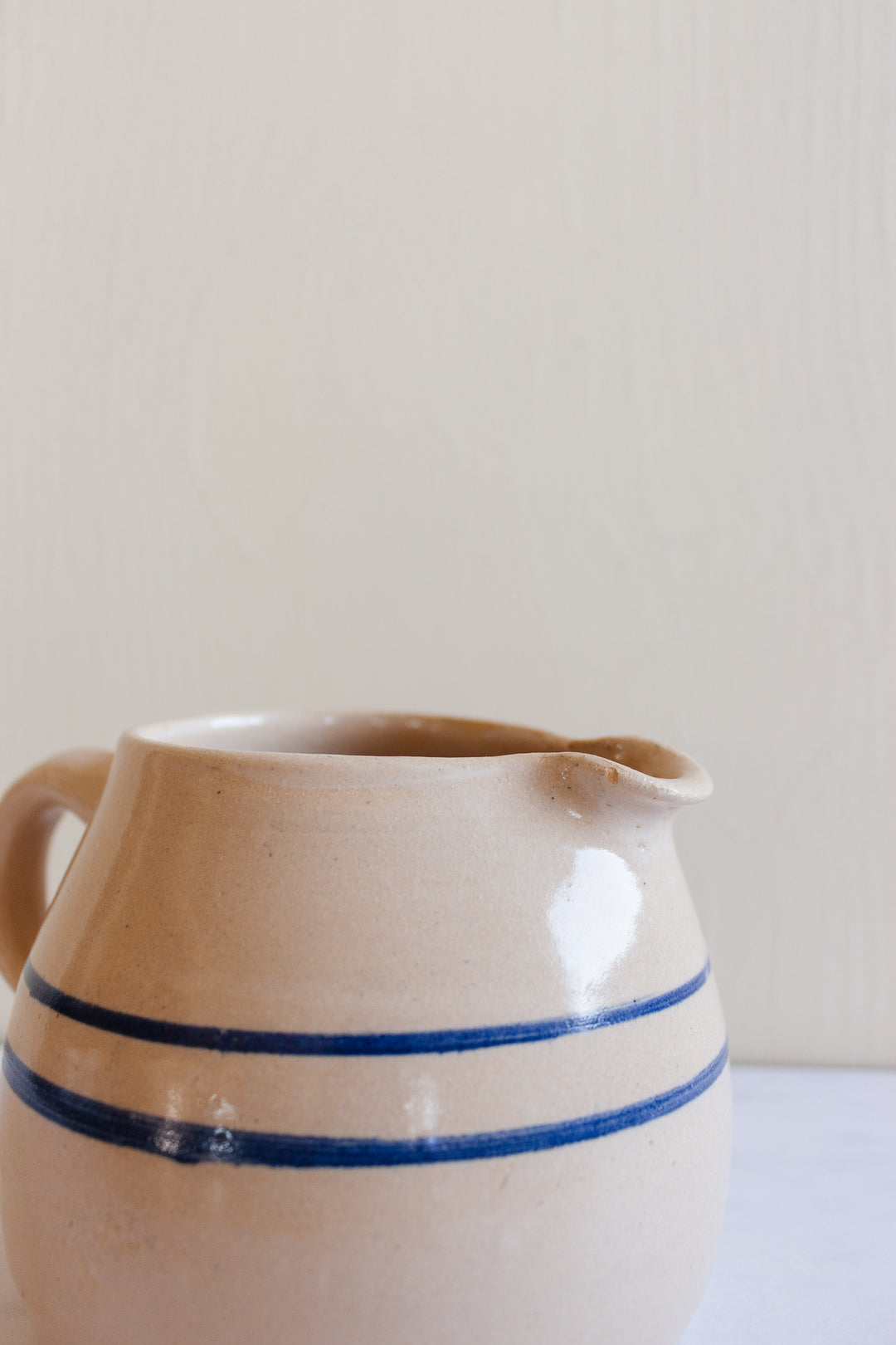 vintage French studio pottery salt glaze pitcher