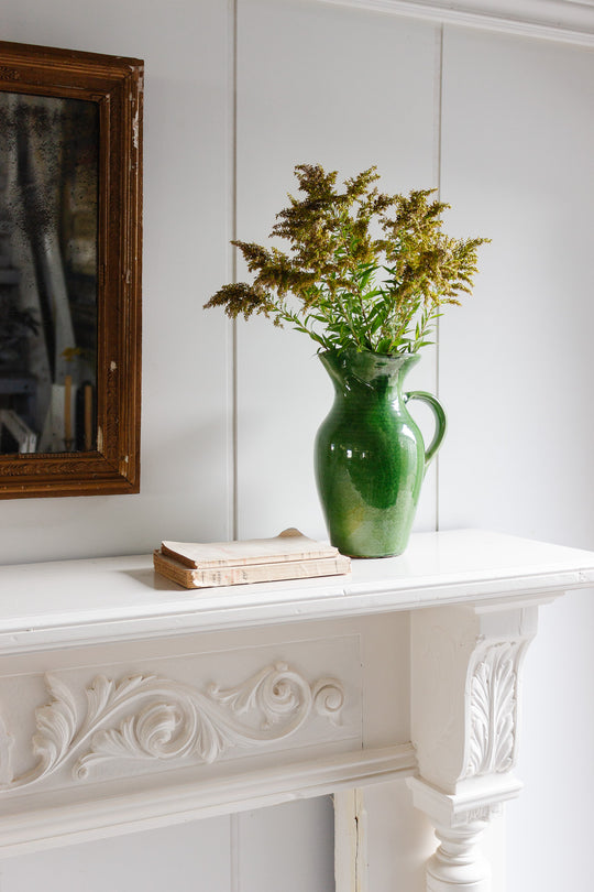 antique french green stoneware pitcher