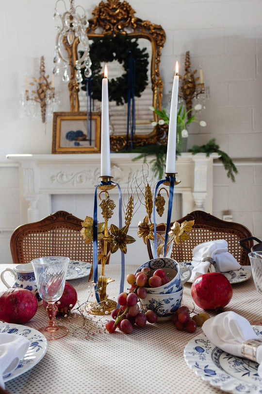 pair of vintage italian gilt tole floral candlesticks