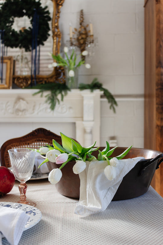 antique french large copper jam pot with square handles