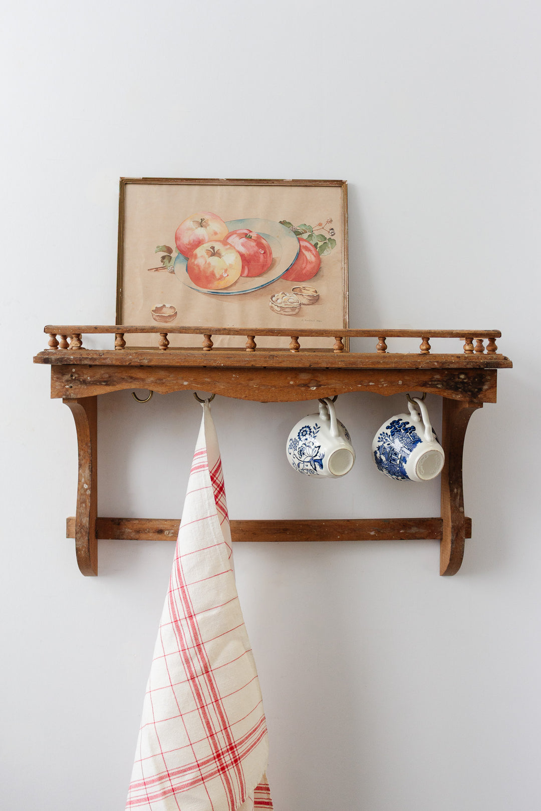 antique french farmhouse kitchen wall shelf