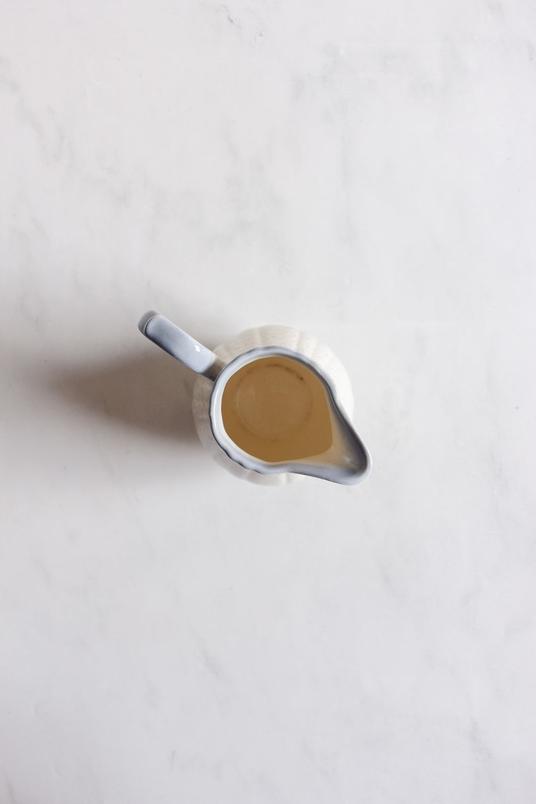 vintage French blue and white speckled majolica Salins pottery pitcher