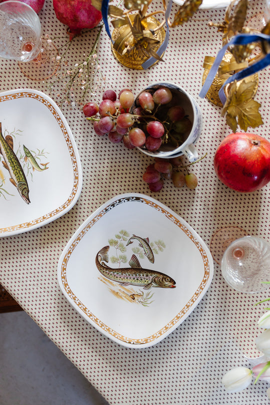 midcentury french longchamp fish plates, set of 6