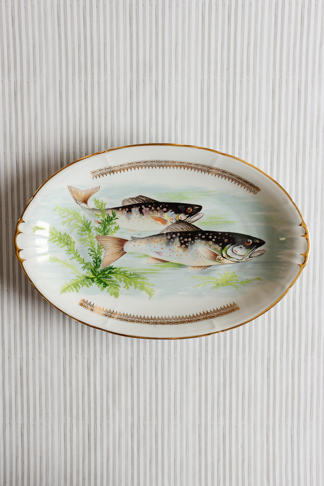 midcentury french vierzon porcelain fish platter