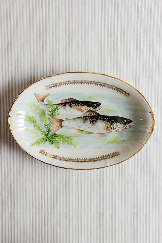 midcentury french vierzon porcelain fish platter
