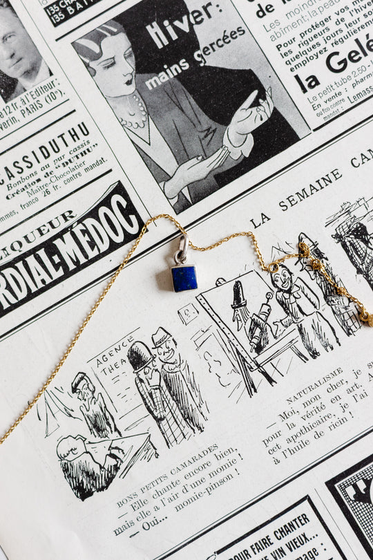 vintage lapis lazuli square pendant