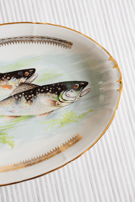 midcentury french vierzon porcelain fish platter