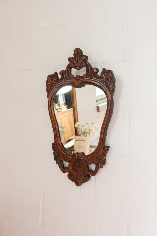 vintage french rococo style carved mahogany mirror