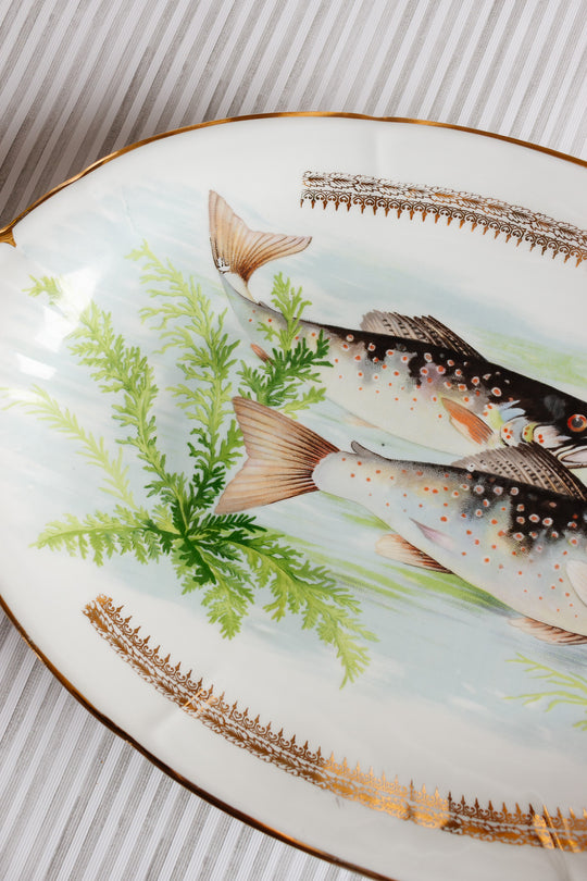 midcentury french vierzon porcelain fish platter