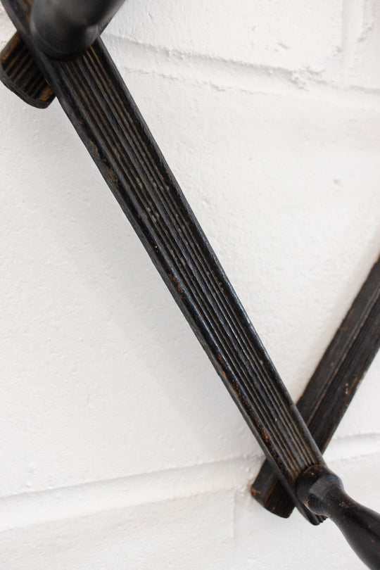 antique victorian accordian ebonized wood coat rack