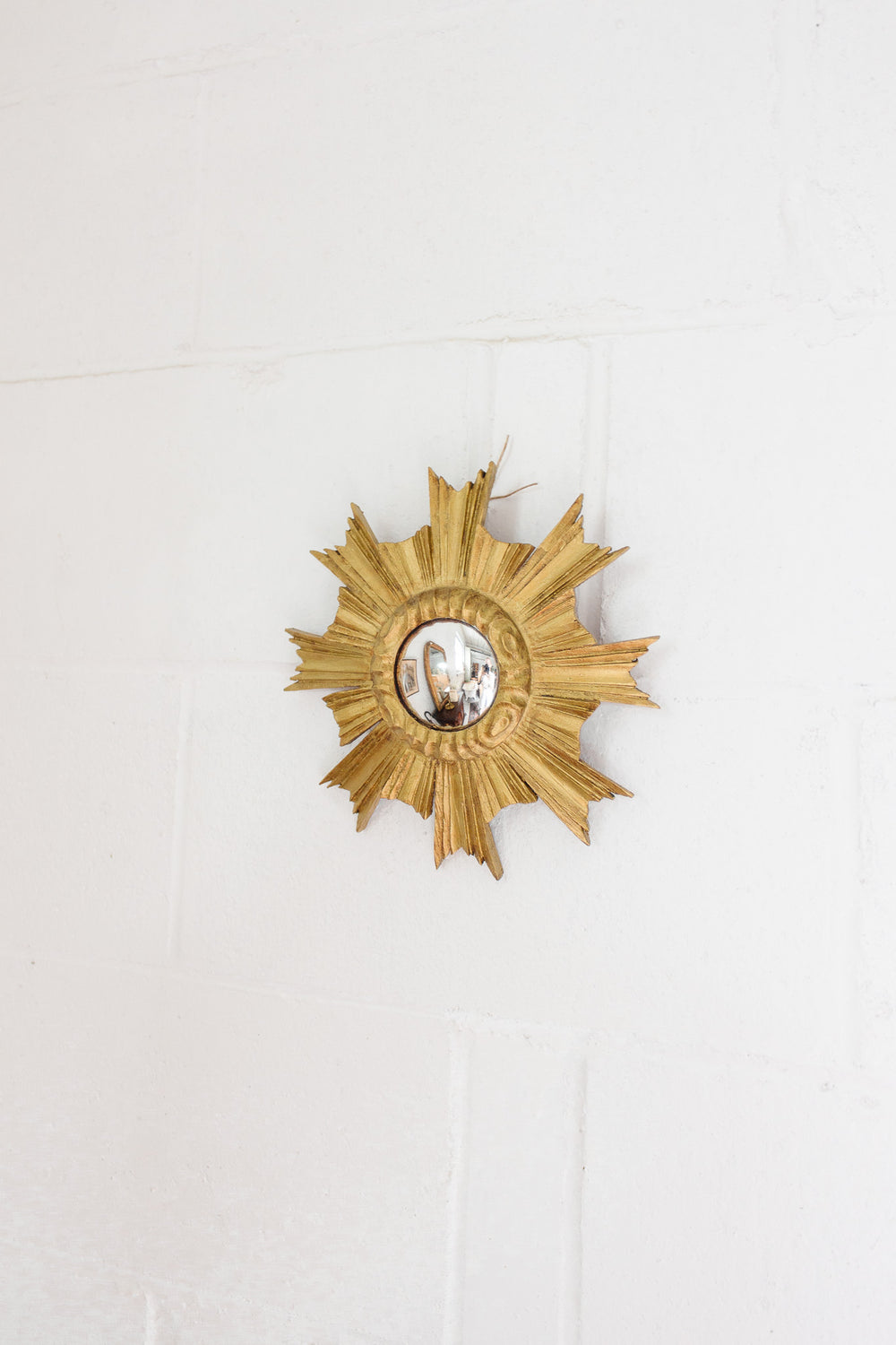 rare 1930s french gilt wood starburst convex mirror