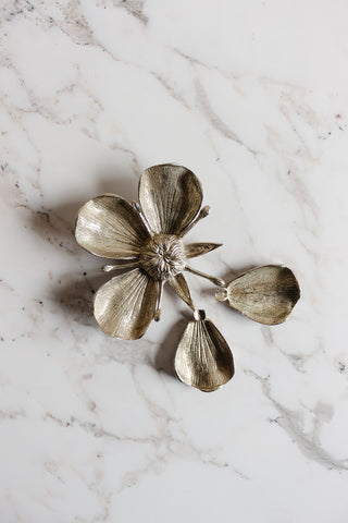 1970s italian white brass lotus sculptural ashtray, in the style of gucci