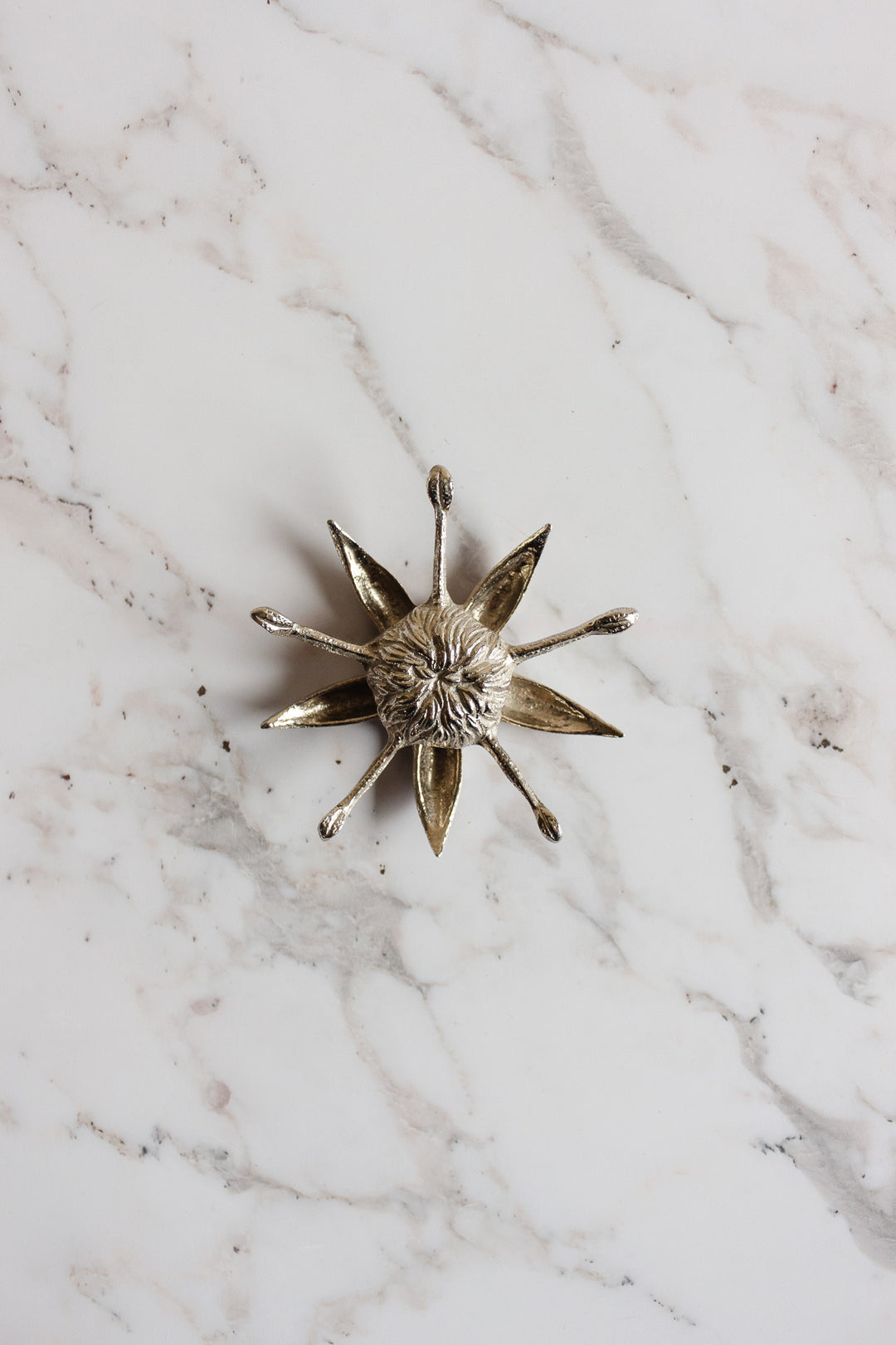 1970s italian white brass lotus sculptural ashtray, in the style of gucci